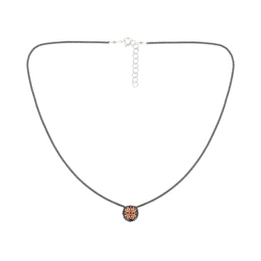 Collar Diamantes 1 Redondo Negro Corto Rosa